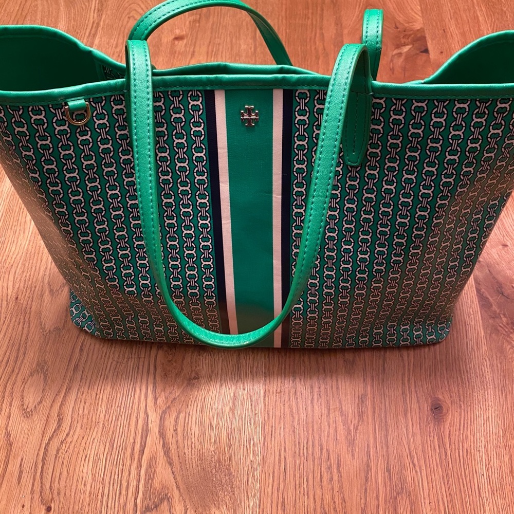 COPY - Tory Burch green/navy/cream tote bag